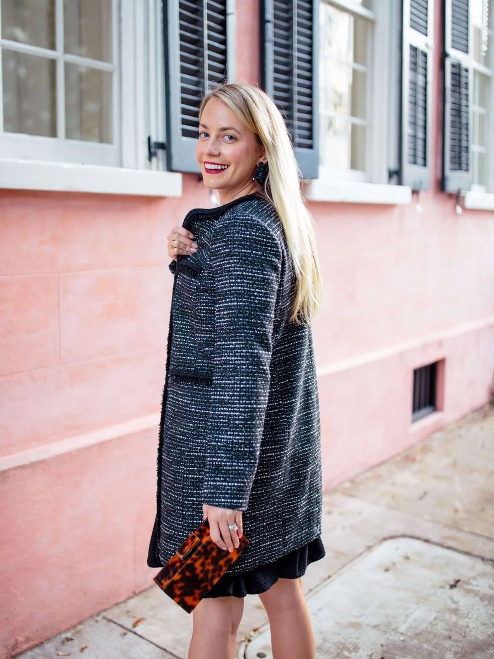 J.Crew Tweed Lurex Coat with Braided Trim